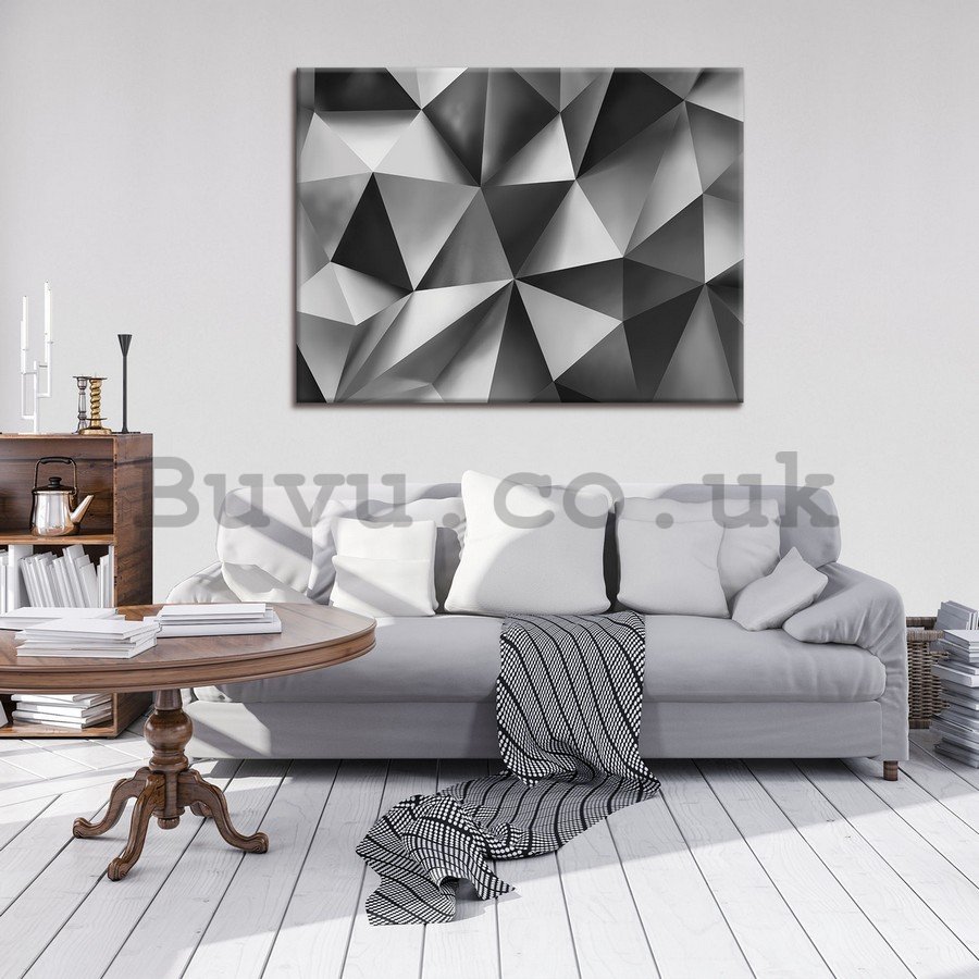 Painting on canvas: Black & White Abstraction (4) - 75x100 cm