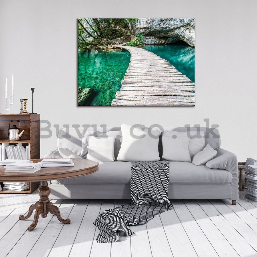 Painting on canvas: Wooden footbridge - 75x100 cm
