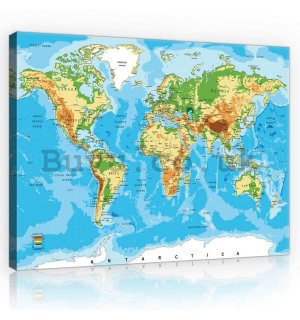 Painting on canvas: World Map (3) - 75x100 cm