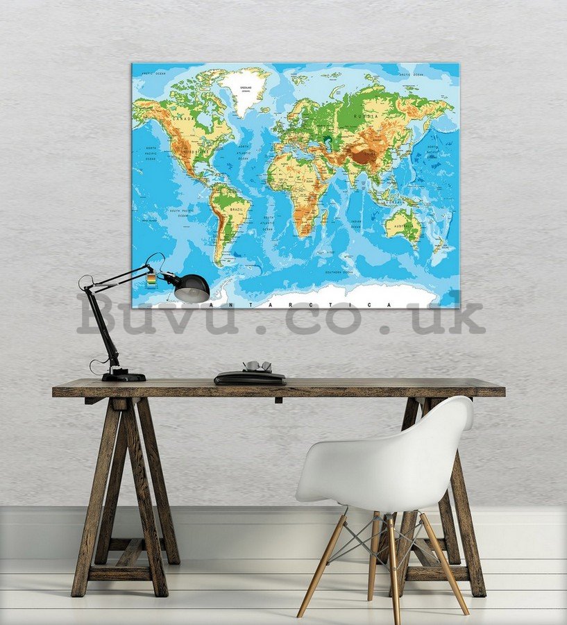 Painting on canvas: World Map (3) - 75x100 cm