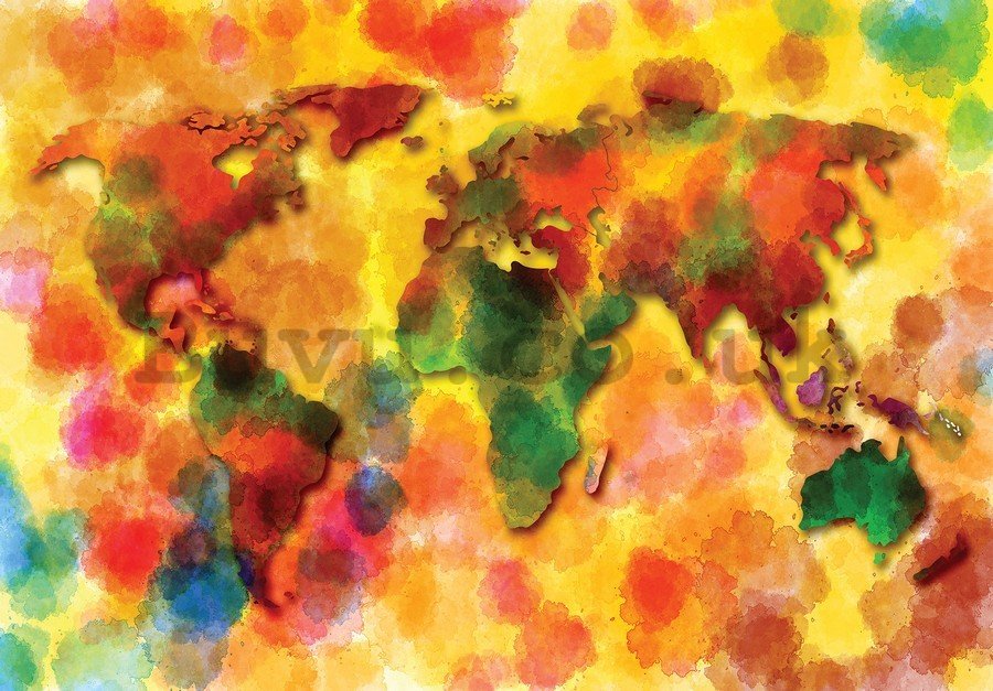 Painting on canvas: Colorful Map of the World - 75x100 cm