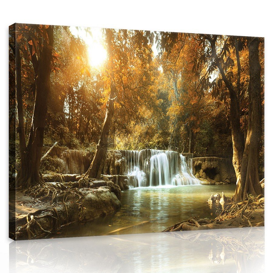 Painting on canvas: Waterfalls in the Woods (1) - 75x100 cm