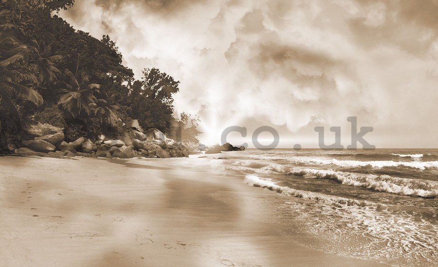 Painting on canvas: Paradise on the Beach (sepia) - 75x100 cm
