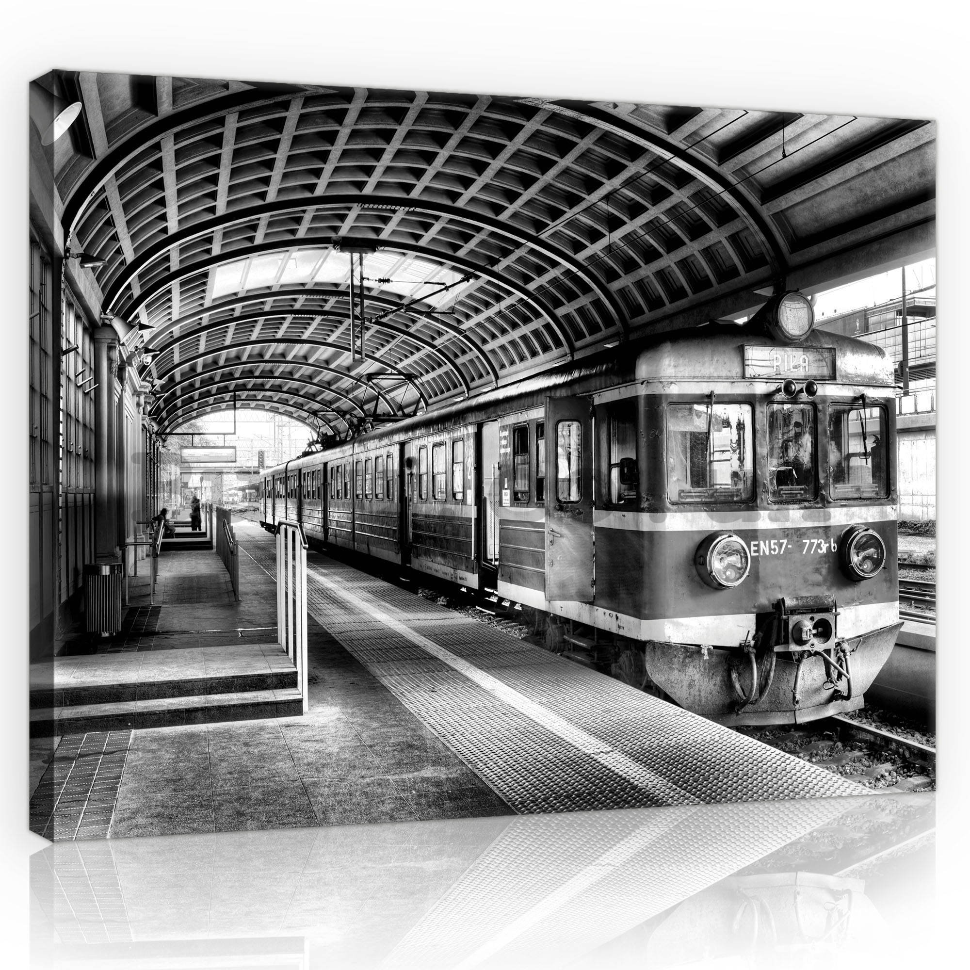 Painting on canvas: Old subway (black and white) - 75x100 cm