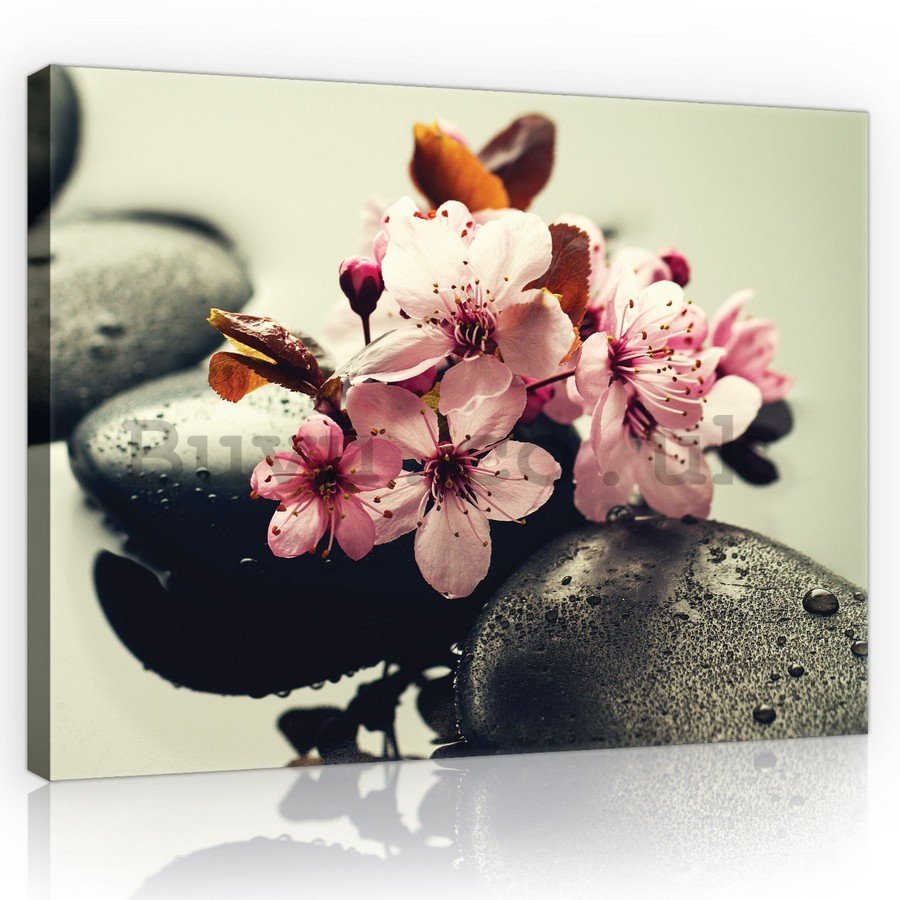 Painting on canvas: Zen and flowers - 75x100 cm