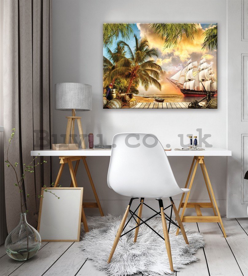 Painting on canvas: Sailboat in paradise - 75x100 cm