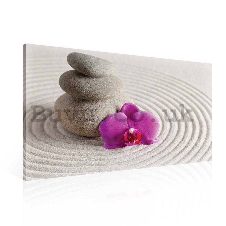 Painting on canvas: Spa stones and orchid - 75x100 cm