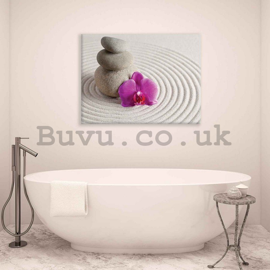 Painting on canvas: Spa stones and orchid - 75x100 cm