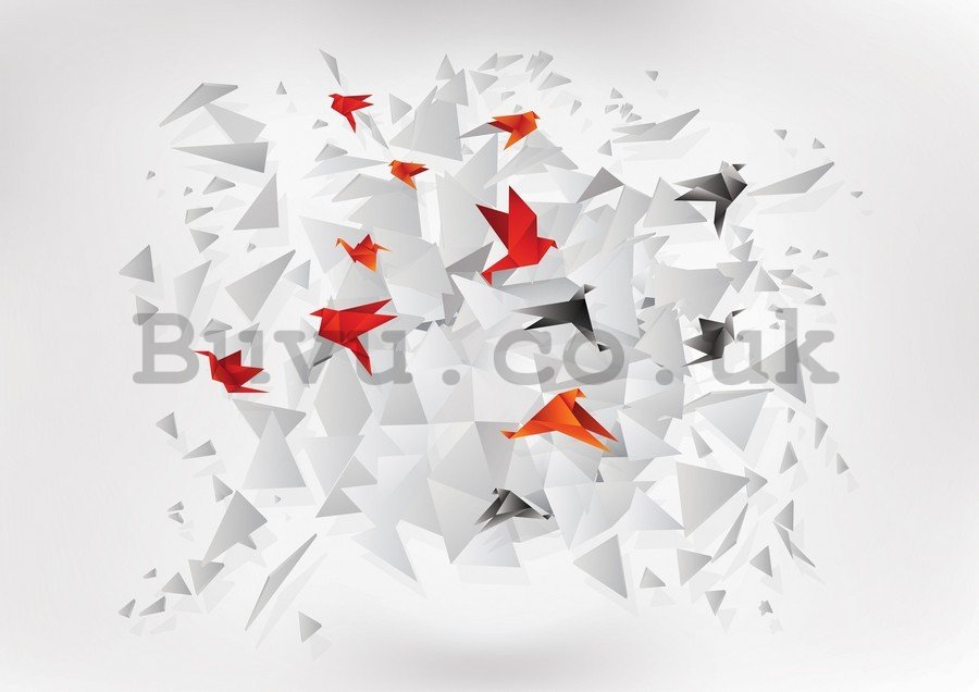 Painting on canvas: Origami birds (5) - 75x100 cm