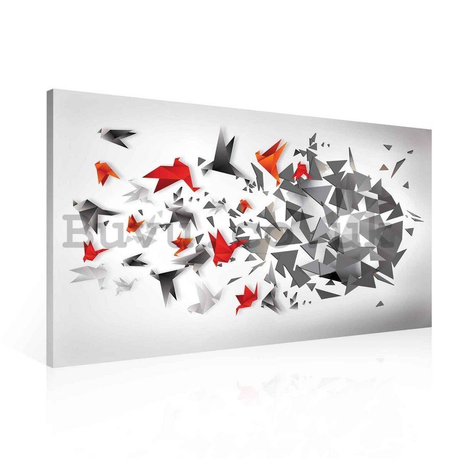 Painting on canvas: Origami birds (7) - 75x100 cm