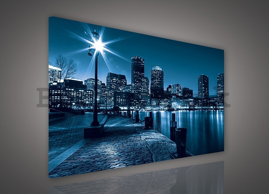 Painting on canvas: Waterfront (blue) - 75x100 cm