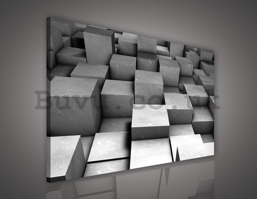 Painting on canvas: Gray cubes - 75x100 cm
