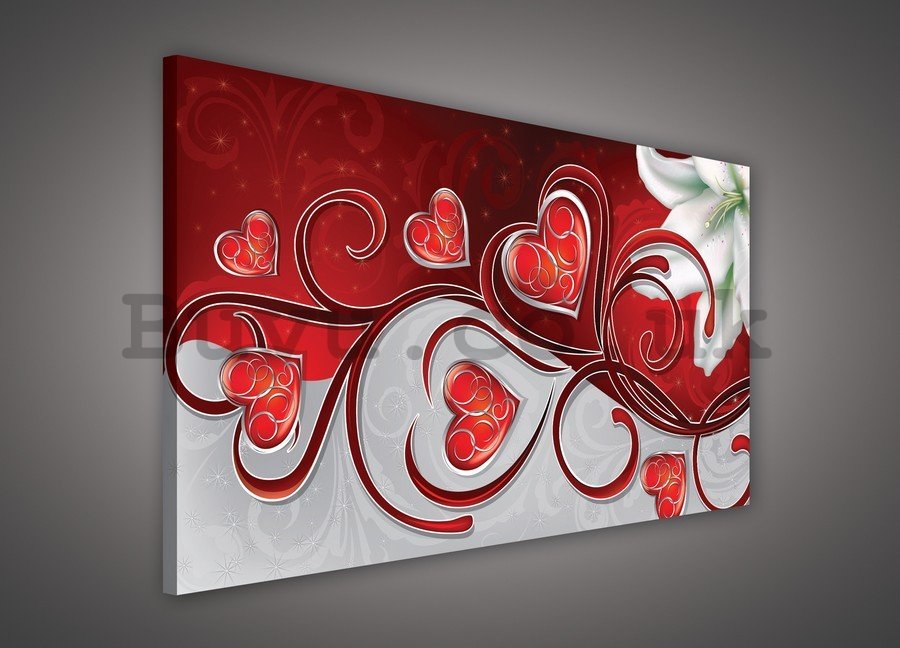 Painting on canvas: Hearts and Lily (1) - 75x100 cm
