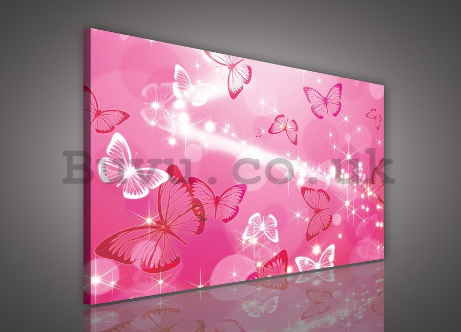 Painting on canvas: Pink Butterflies (1) - 75x100 cm