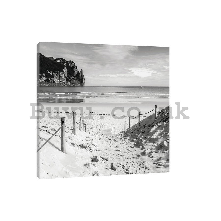 Painting on canvas: Sandy beach (black and white) - 75x100 cm