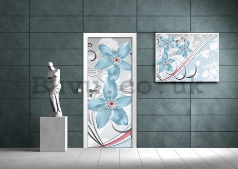 Wall Mural: Silver floral pattern - 211x91 cm