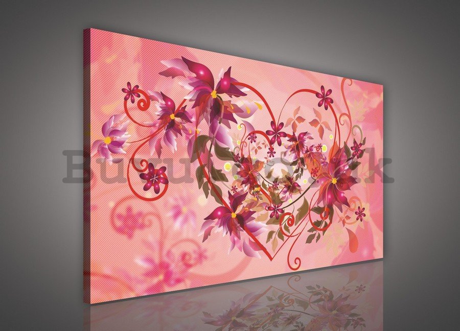 Painting on canvas: Pink Flower Abstraction (1) - 75x100 cm