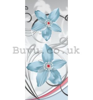 Wall Mural: Silver floral pattern - 211x91 cm