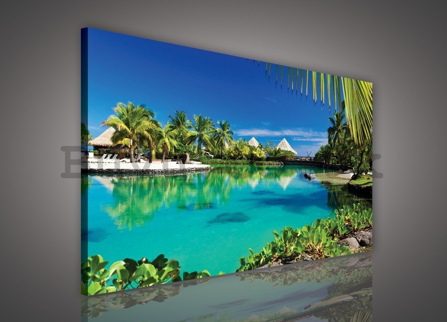 Painting on canvas: Hawaii (Bungalows) - 75x100 cm