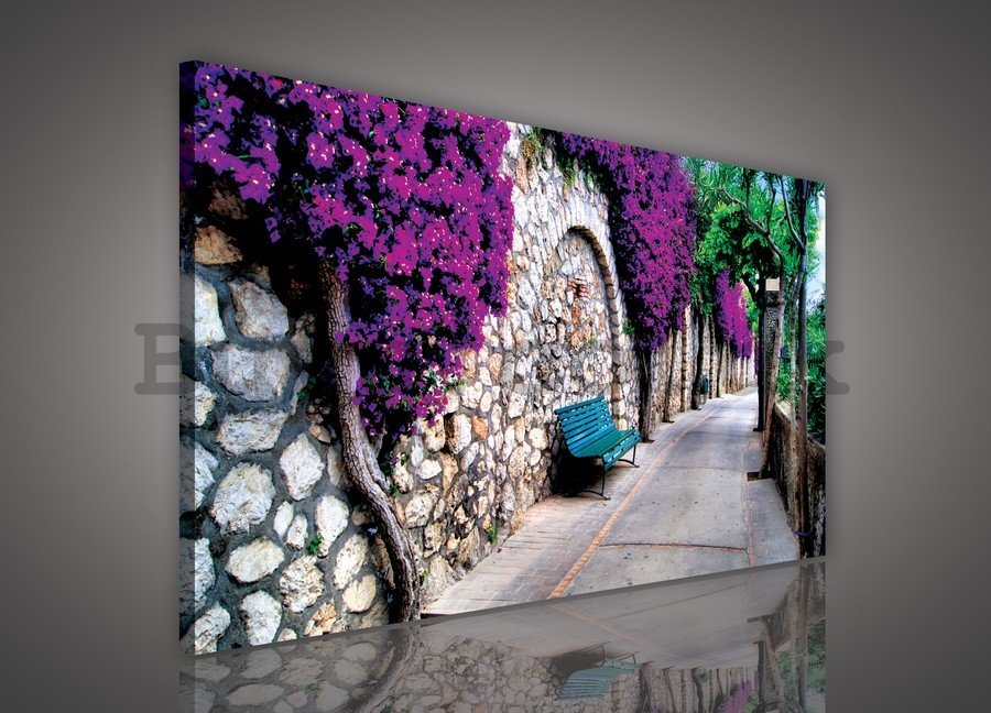 Painting on canvas: Bench by the Wall (Italy) - 75x100 cm