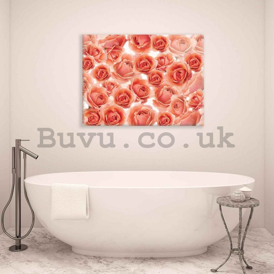 Painting on canvas: Red and pink roses - 75x100 cm