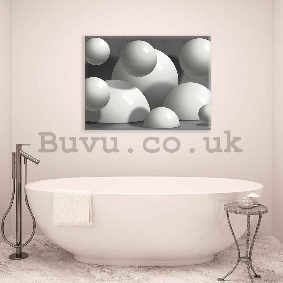 Painting on canvas: White spheres (1) - 75x100 cm