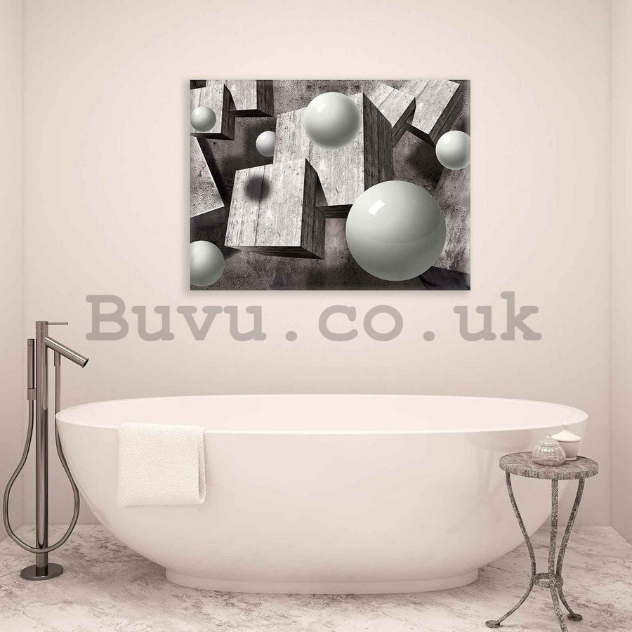 Painting on canvas: Spheres and cube - 75x100 cm