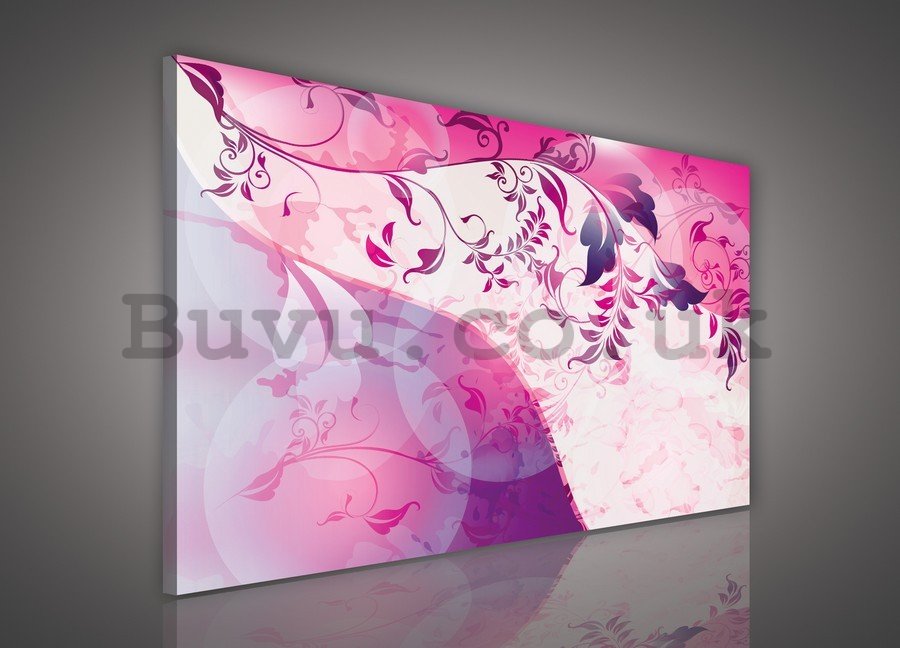 Painting on canvas: Abstract flowers (purple) - 75x100 cm
