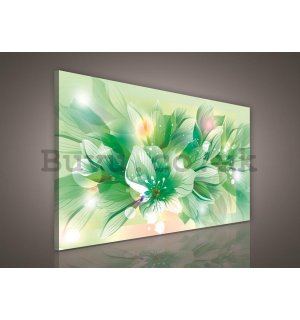 Painting on canvas: Abstract flowers (green) - 75x100 cm