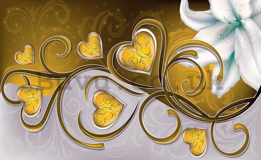 Painting on canvas: Hearts and Lily (yellow) - 75x100 cm