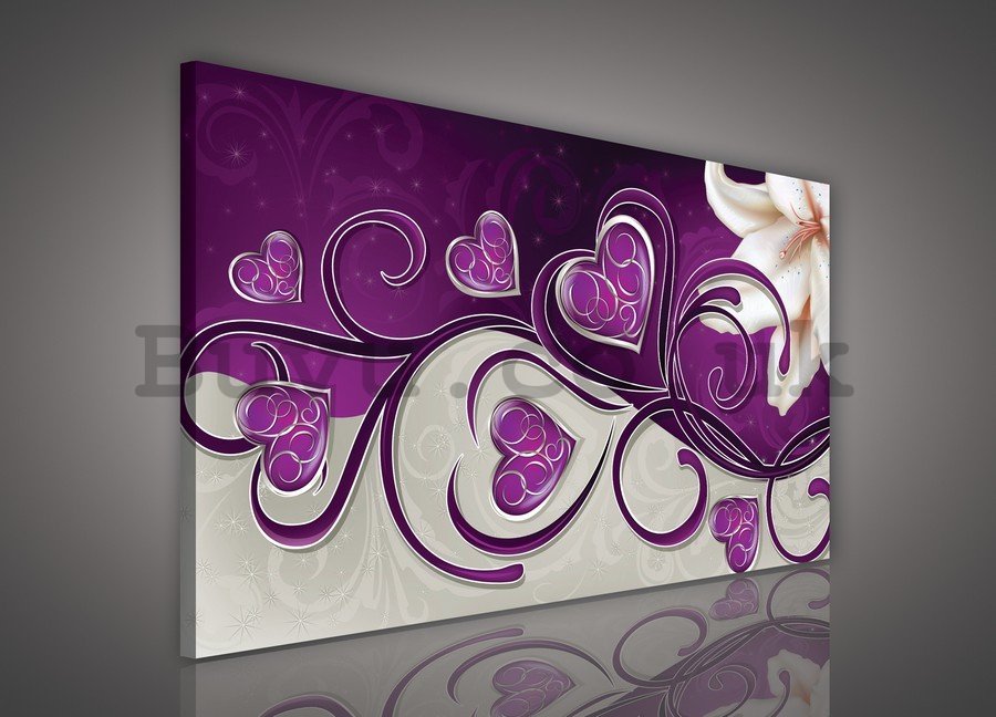 Painting on canvas: Hearts and Lily (2) - 75x100 cm
