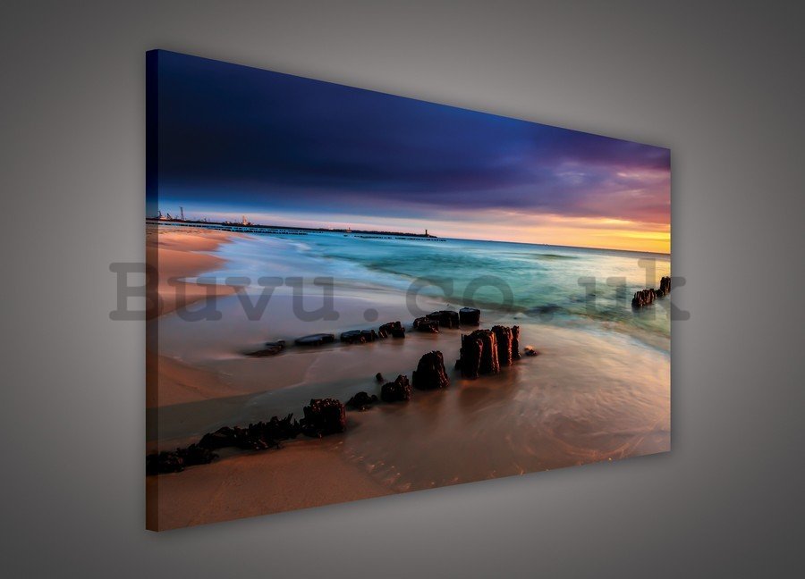 Painting on canvas: Colorful sunset on the beach - 75x100 cm