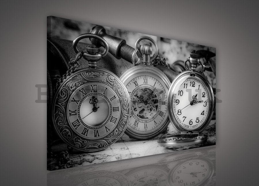 Painting on canvas: Stopwatch (black and white) - 75x100 cm
