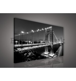 Painting on canvas: Manhattan Bridge (black and white) - 75x100 cm