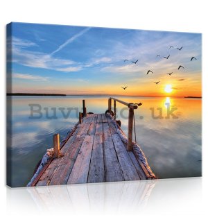 Painting on canvas: A pier at sunset - 75x100 cm
