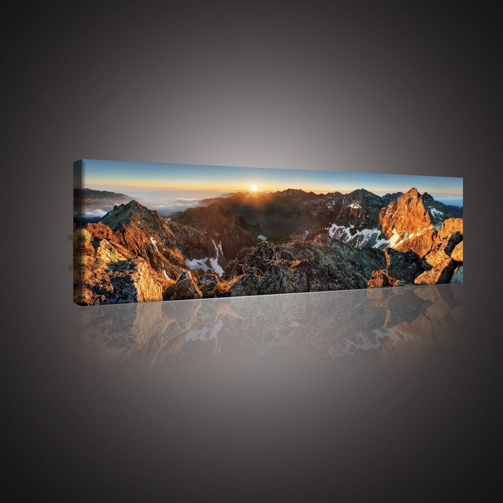 Painting on canvas: Mountain sunset - 145x45 cm