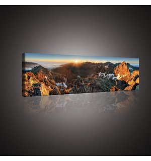 Painting on canvas: Mountain sunset - 145x45 cm