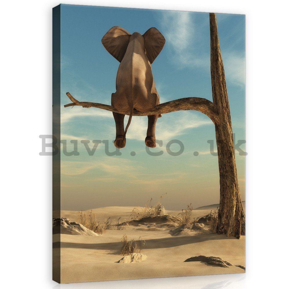 Painting on canvas: Elephant on the tree - 100x75 cm