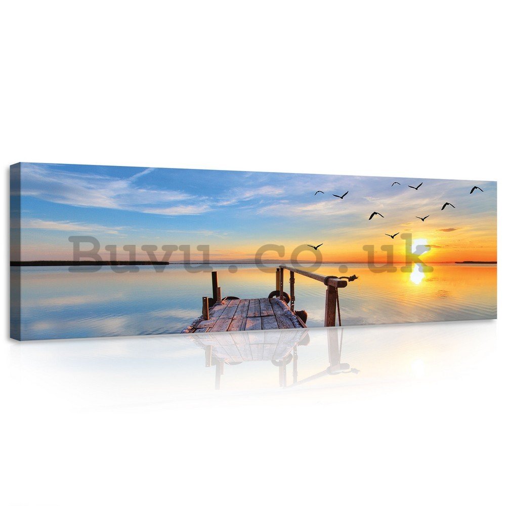 Painting on canvas: A pier at sunset - 145x45 cm