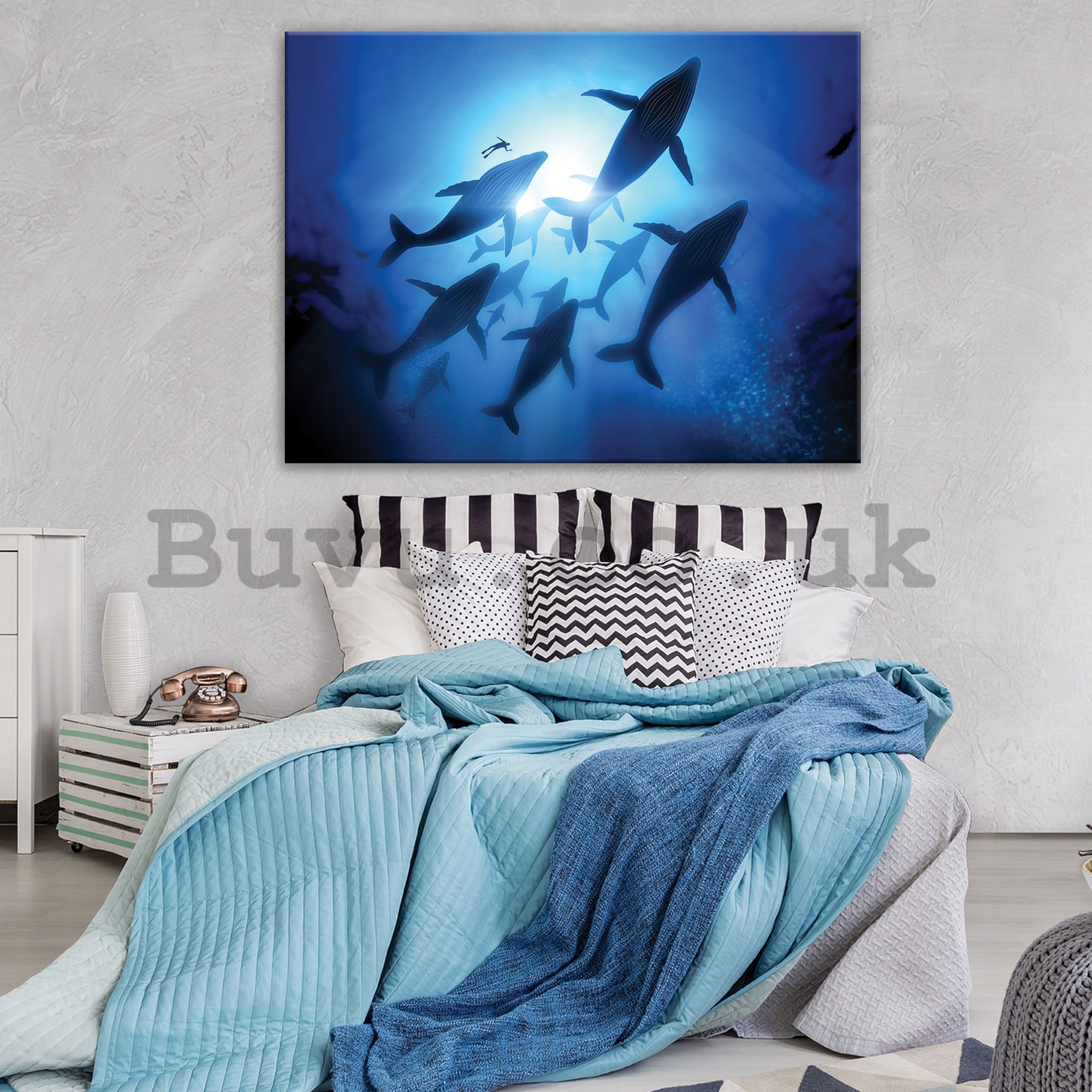 Painting on canvas: Whales (1) - 75x100 cm