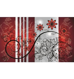 Wall Mural: Red flowers (pattern) - 184x254 cm