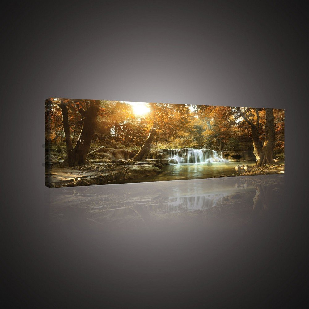 Painting on canvas: Forest waterfalls (1) - 145x45 cm