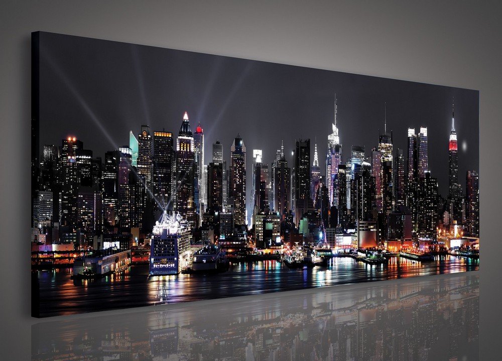Painting on canvas: New York at night (2) - 145x45 cm