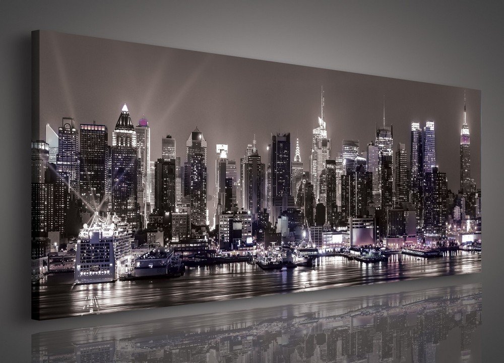 Painting on canvas: New York at night - 145x45 cm