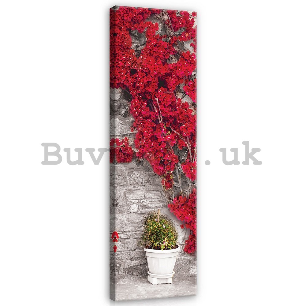 Painting on canvas: Red floral wall - 145x45 cm