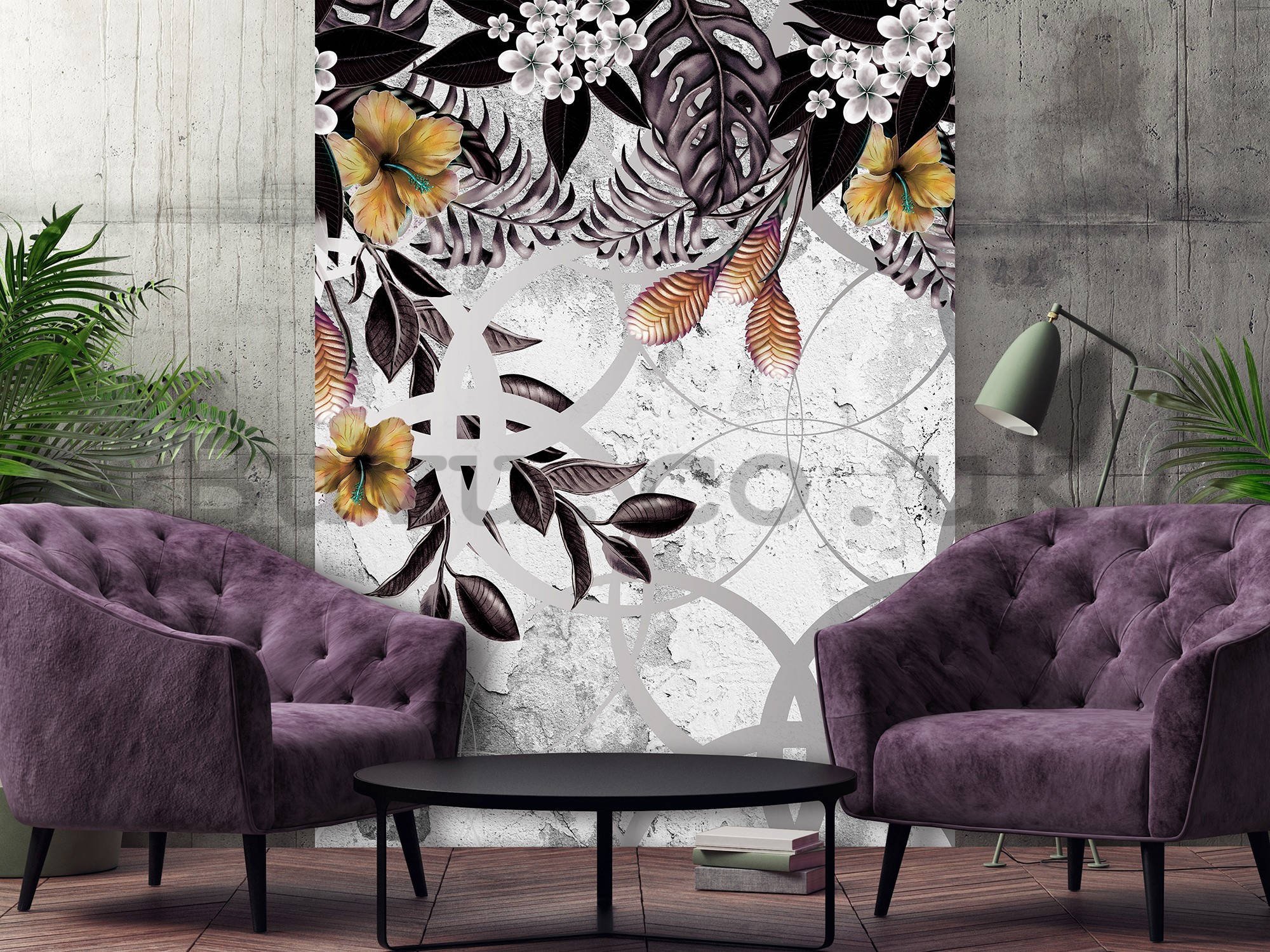 Wall mural: Painted floral abstraction (1) - 184x254 cm