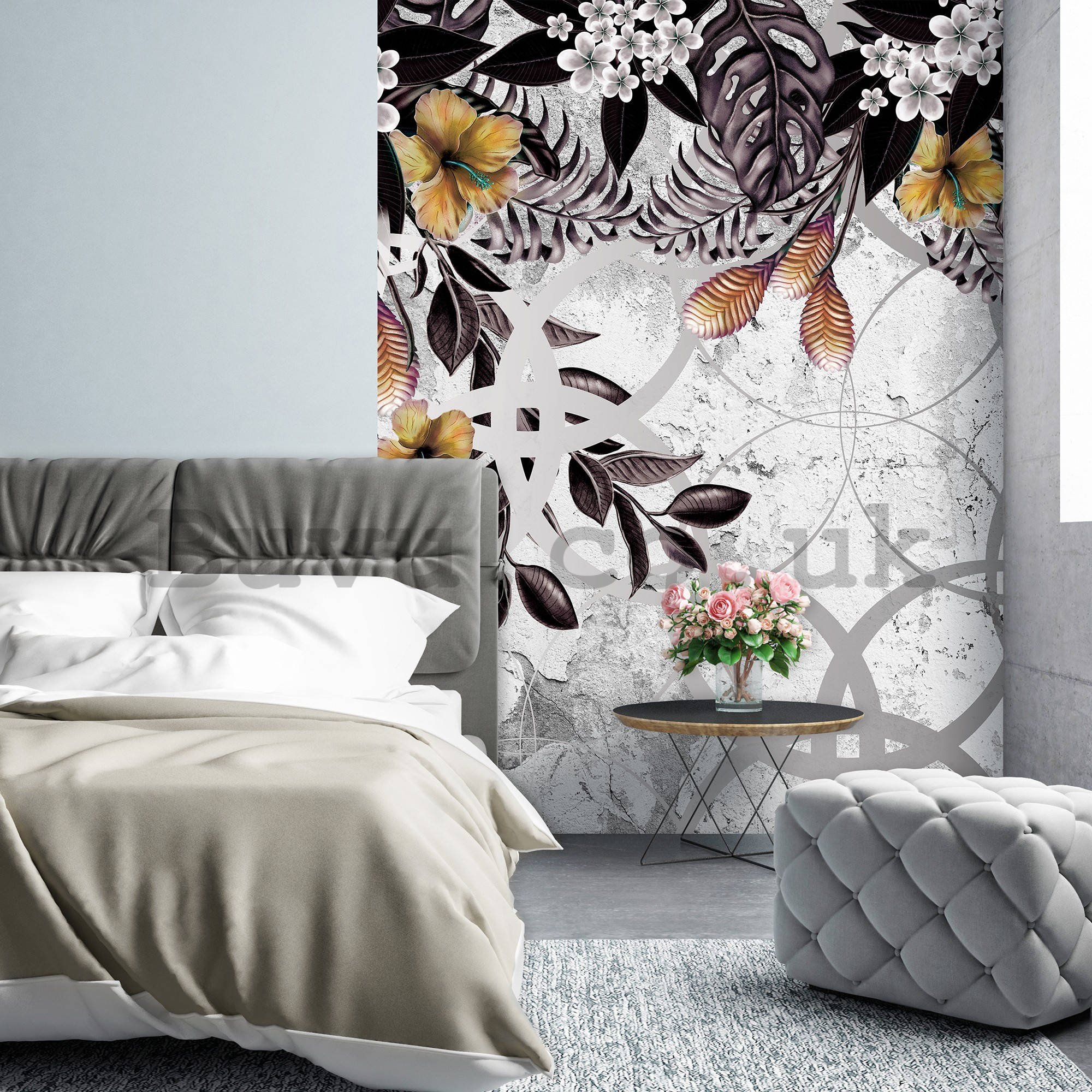 Wall mural: Painted floral abstraction (1) - 184x254 cm