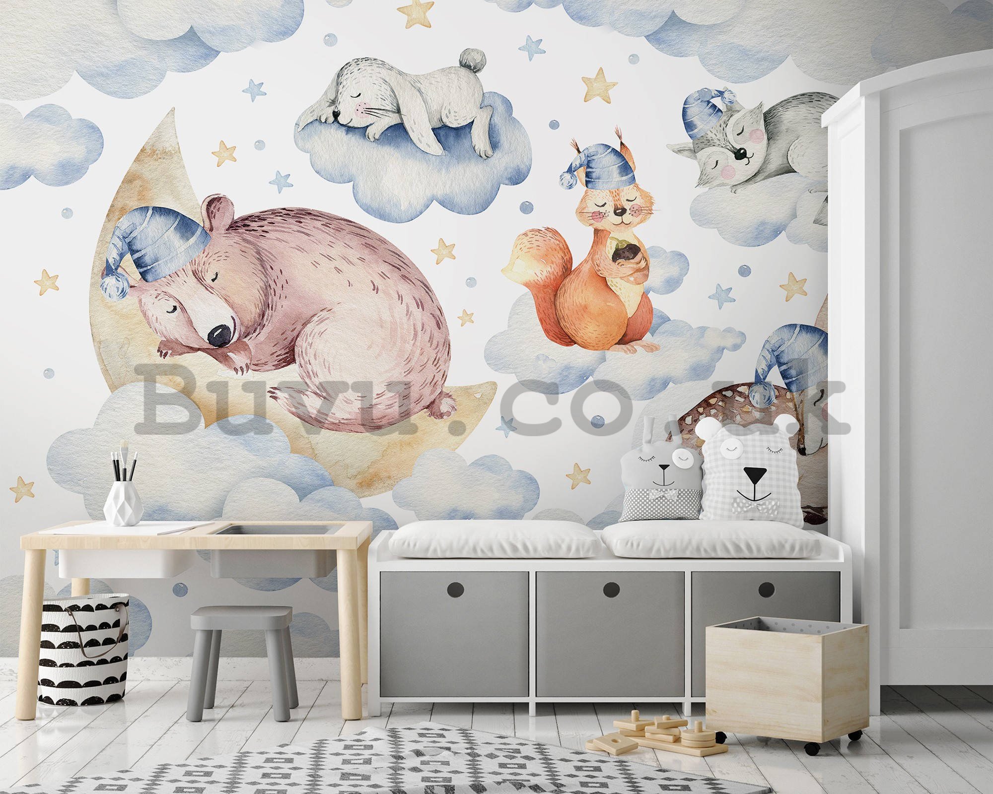 Wall mural vlies: Sleeping animals - 254x184 cm