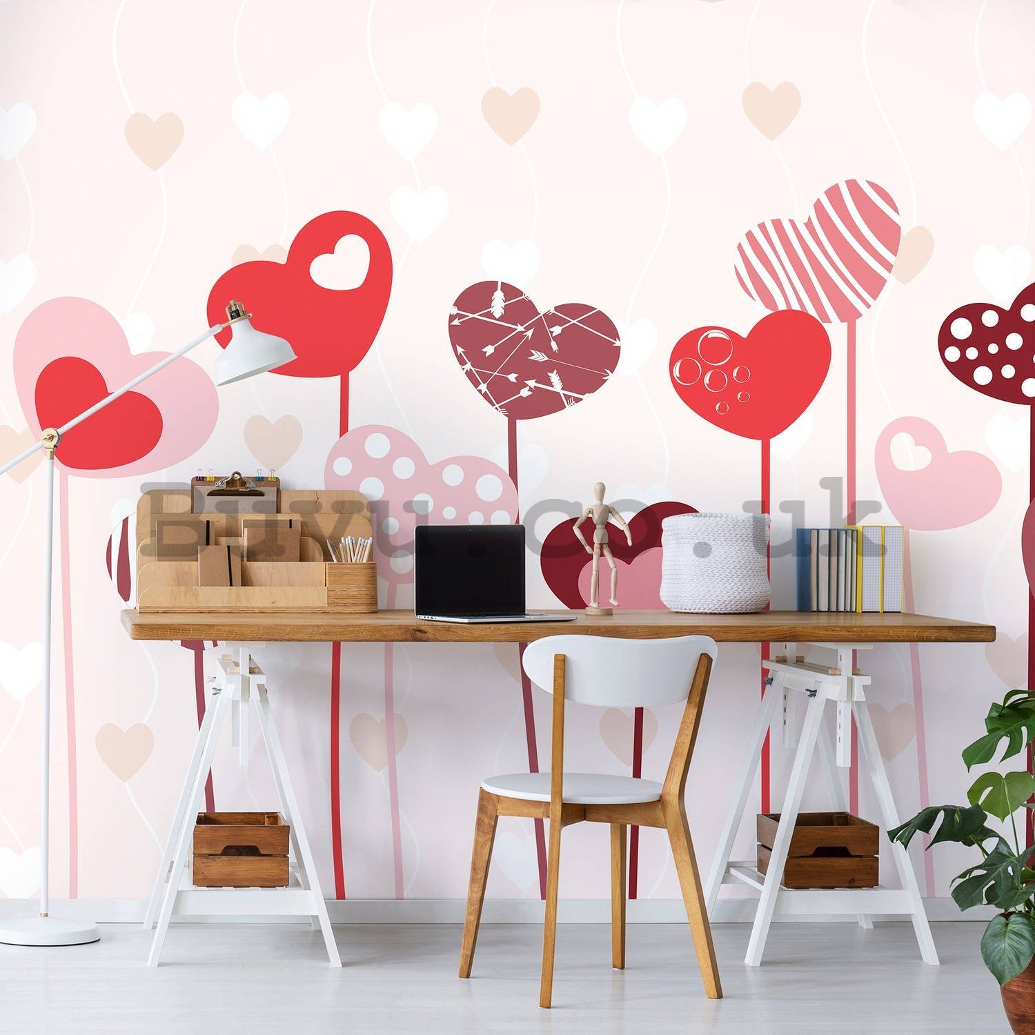 Wall mural vlies: Painted hearts - 368x254 cm