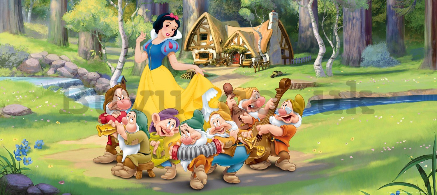 Wall mural vlies: Snow White and the Seven Dwarf (panorama) - 202x90 cm